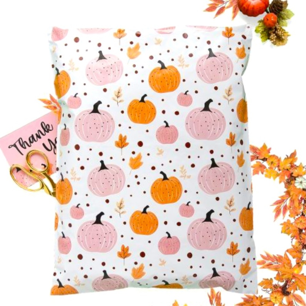 NEW SIZE!🧡20 Pink & Orange Preppy Pumpkin Poly Mailers 7.5 x 10.5 inch